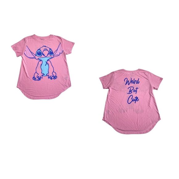 Disney Lilo & Stitch Weird But Cute Tee Stitch Pink Sz XXL - Picture 1 of 9